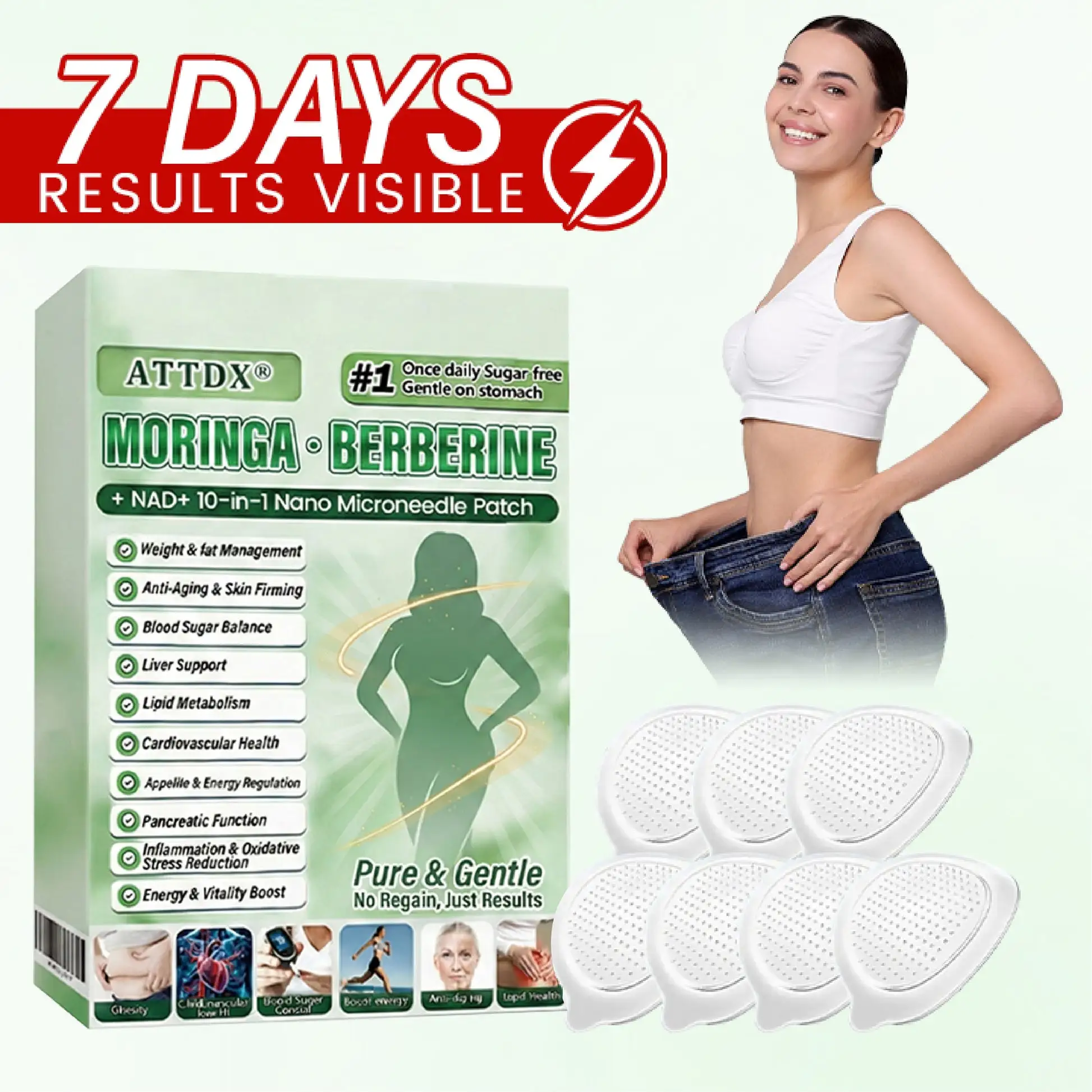 ATTDX® Moringa Berberine NAD 10-in-1 Nano Microneedle Patch